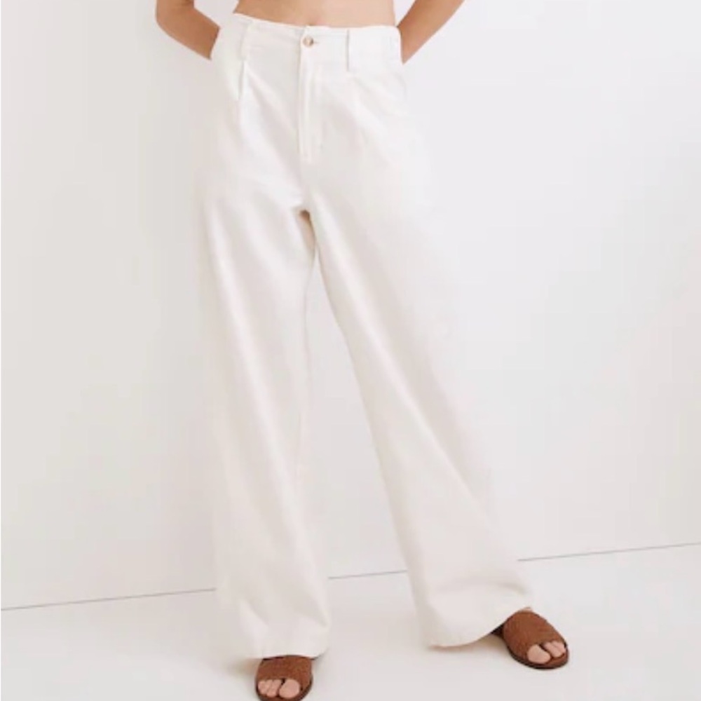 Madewell Cotton-Linen Pleated Wide-Leg Pants